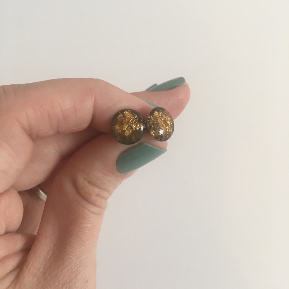Gold Gemstone post earrings